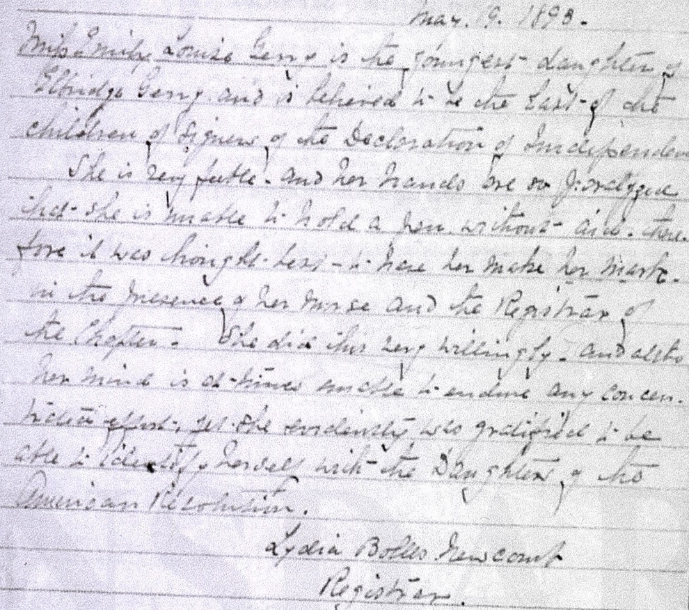 Emily Louise Gerry note